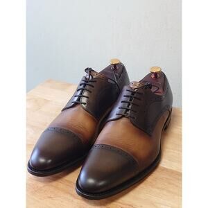 BALLY Two Tone Beige & Brown Men's Brogue Oxford Captoe Shoes Leather Size 10M